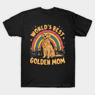 World's Best Golden Mom Rainbow and Butterflies Graphic T-Shirt